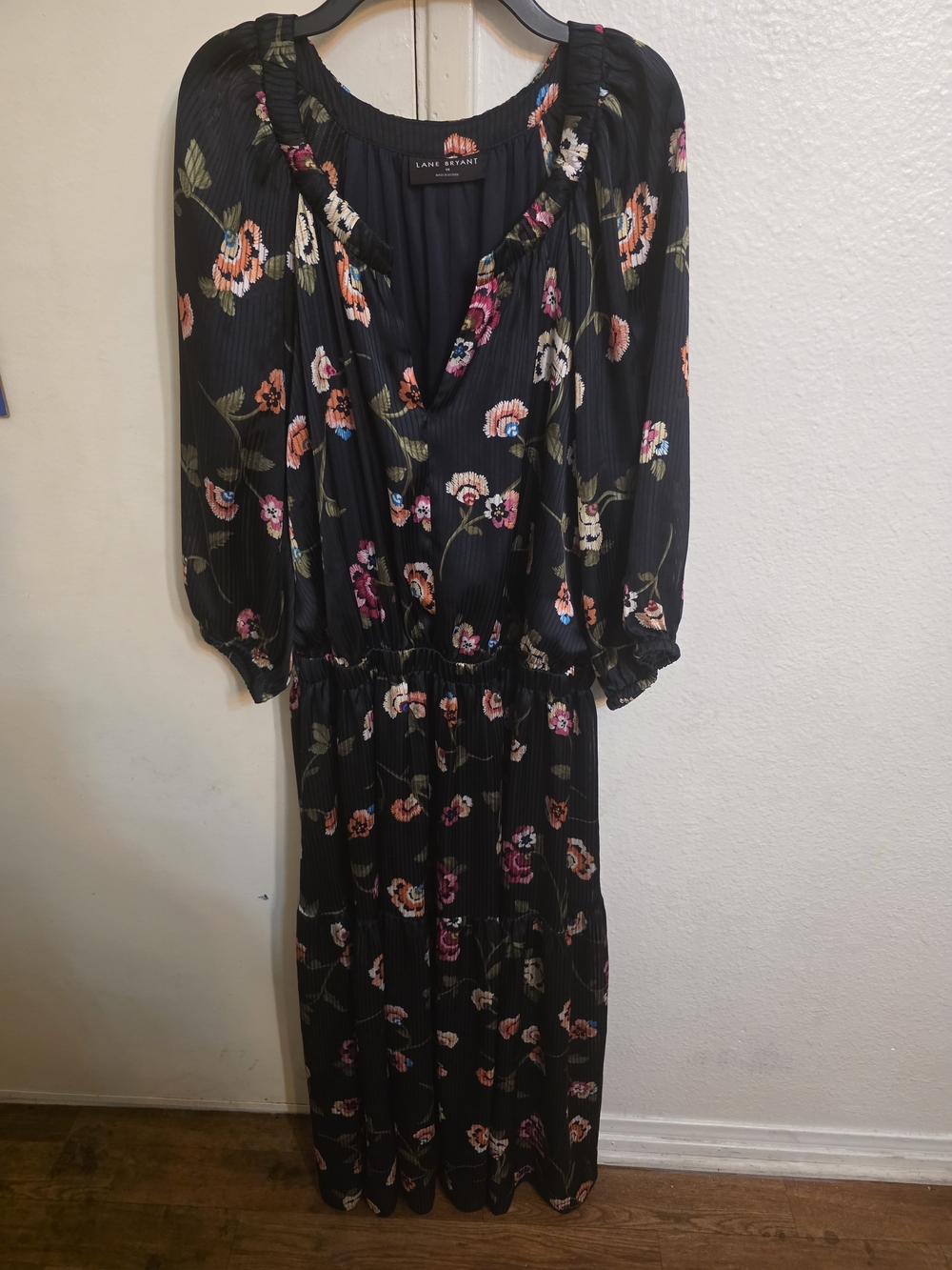Lane Bryant Black Floral Tiered Midi Dress - Picture 3 of 6